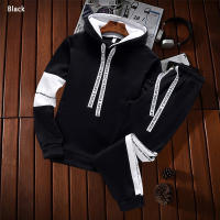 Traje De Corrida Para Hombre Con Capucha De Lujo Estilo Clásico Negro Blanco Ropa Deportiva Sencilla Calidad Superior Para Salir Diario - details 1
