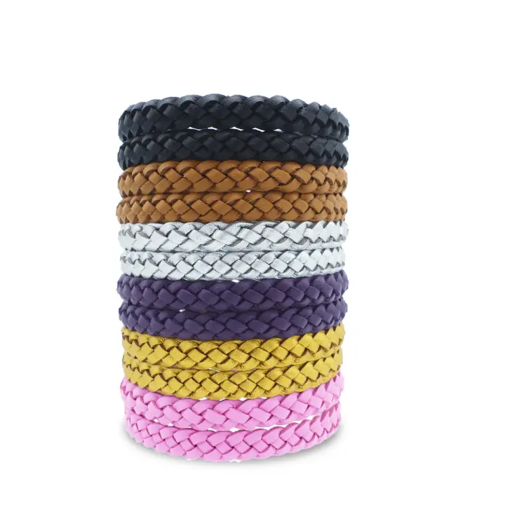 Pulsera de Cuero con Citronela | Repelente Natural de Mosquitos | Estilo Tejido/Piel (Unicolor o Bicolor) - 1