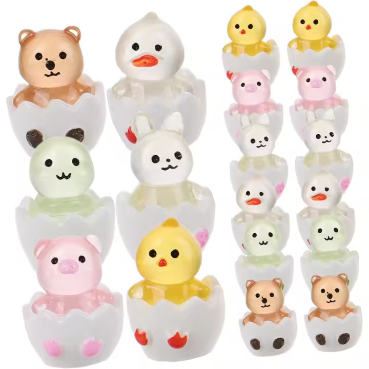 18 Piezas Bebe Animal Que Brilla EN LA Oscuridad. Juguetes Pequeños Figurilla Dije de Animal de Resina Adorno de Editor - 1