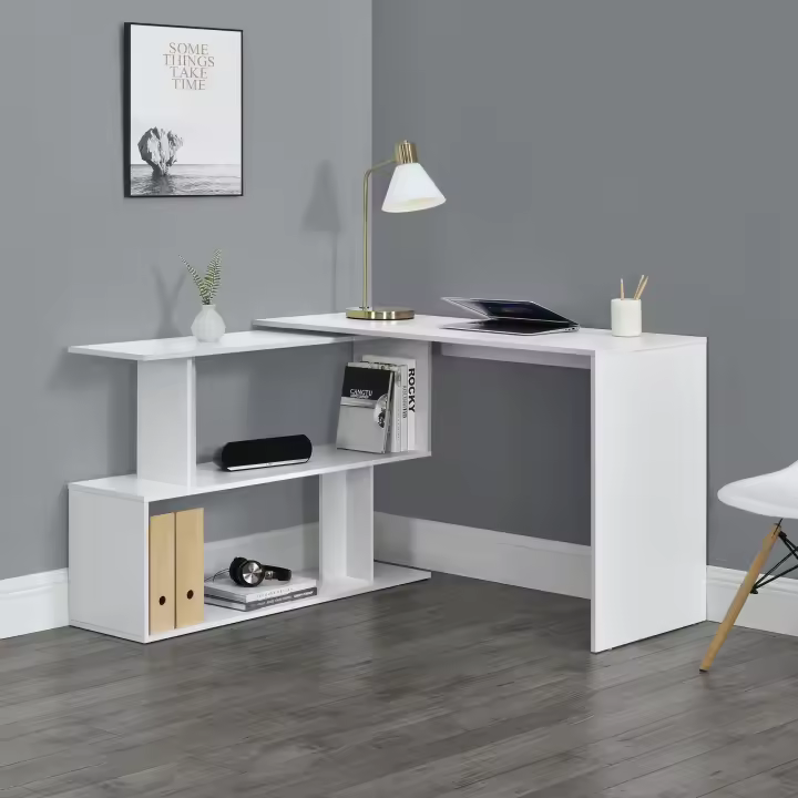 Mesa Escritorio Arendal  en forma L Aglomerado 77 x 120 x 50 cm - Blanco [en.casa] - 1