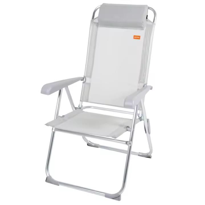 Silla plegable reclinable antivuelco Aktive, con cojín y reposabrazos, peso máx. 110kg, Material Textileno y aluminio, 44x55x101cm - 1
