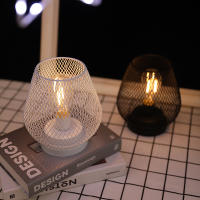 Juego de 2 lámparas de Mesa with form de jaula de metal que funciona con Pilas, Luz decorative inalámbrica with bombilla LED para Dormitory, Hogar, Bodas, FiesasSuministro de Energía DE LA catería, sin catería) - details 3
