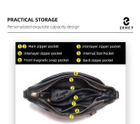 Bolso De Hombro Para Mujer Zency De Cuero Genuino Con Patrón De Flor De Piedra Y Piel De Cocodrilo Vintage Gran Capacidad Bandolera - details 2