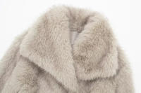 TRAFZA Chaqueta Corta De Pelo Sintético Para Mujer Estilo Vintage Cuello Enrollado Doble Botón Cierre Manga Larga Invierno Callejero - details 3