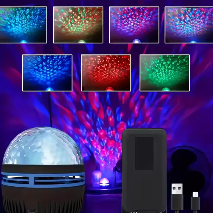 Proyector De Estrellas Galácticas LED Con Luz De Onda Ondulada USB Control Remoto Lámpara Nocturna Para Dormitorio Fiesta Teatro De Hogar - 1