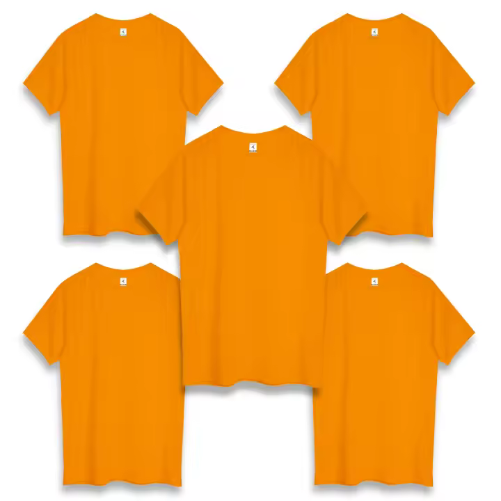 Pack de 5 Camisetas Deportivas TEXKING Modelo VOLA para Hombre, Poliéster 100% Tejido Técnico - Naranja Fluor - 1