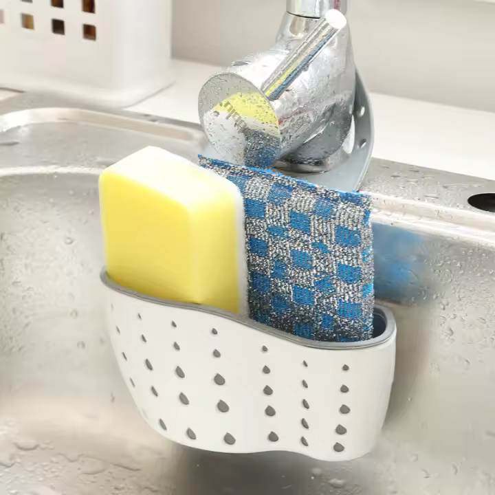 Organizador De Cocina Ajustable Con Snap Para Fregadero Soporte Para Esponja Y Cesta De Drenaje Colgante Herramientas De Cocina - 1