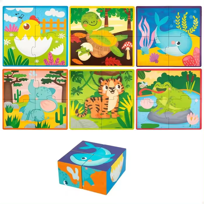 COLORBABY PUZZLE CUBOS 2 EN 1 +12M MONTESSORI PUZZLE 7x20x28 Cms. - 1