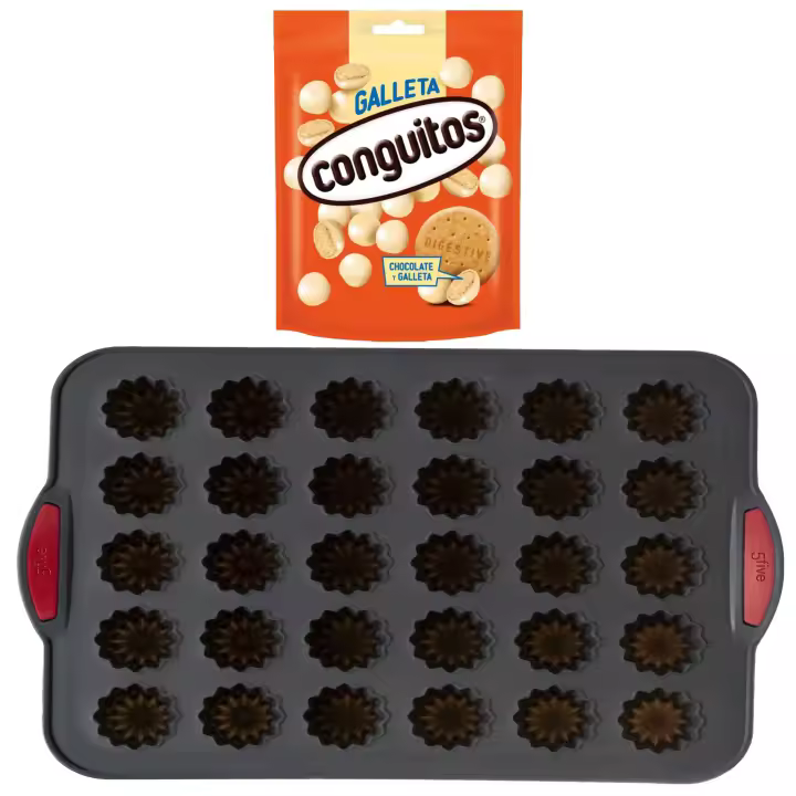 Pack repostería:CONGUITOS GALLETA BLANCO DOYP 120G+Silitop" molde silicona 30 flautas negro rojo - 1