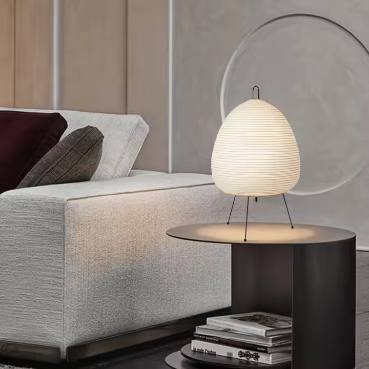 SOMY Lámpara de papel de arroz estilo Wabi-sabi, lámpara de mesa de decoración nórdica moderna para sala de estar, lámpara de noche, lámpara de banco de trabajo - 1
