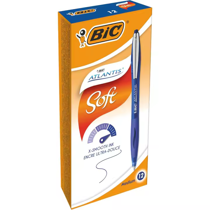BIC Atlantis Soft Bolígrafo Retráctil Punta Media 1,0mm Negro (Caja de 12 Uds.) - 1