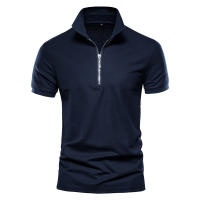 Camisas De Polo Casual Para Hombre AIOPESON Algodón Color Sólido Con Cremalleras Estampado Patchwork Moda De Negocios Nuevo Verano - details 1