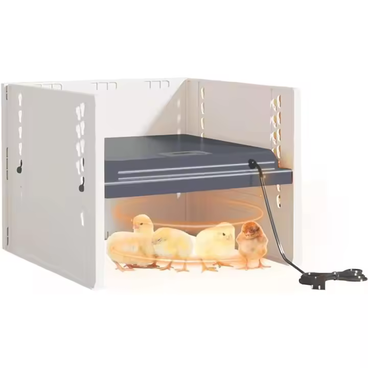 Calentador de pollos de 25 W, temperatura ajustable, altura y ángulo ajustables, placa de cría para pollos de 10" x 10", ideal para pollos y patitos recién nacidos (amarillo) - 1