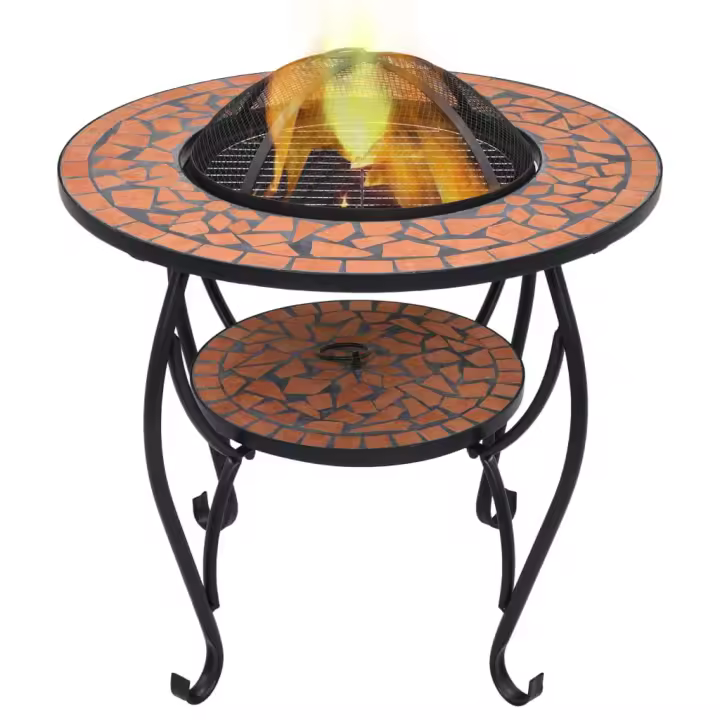 Mesa con brasero mosaico terracota 68 cm en Cerámica - 1