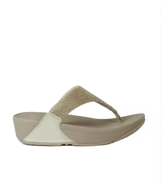 SANDALIA CON TIRAS BRILLANTES CONFORT ERGONÓMICO FZY-054 FITFLOP BEIGE CON DORADO - 1