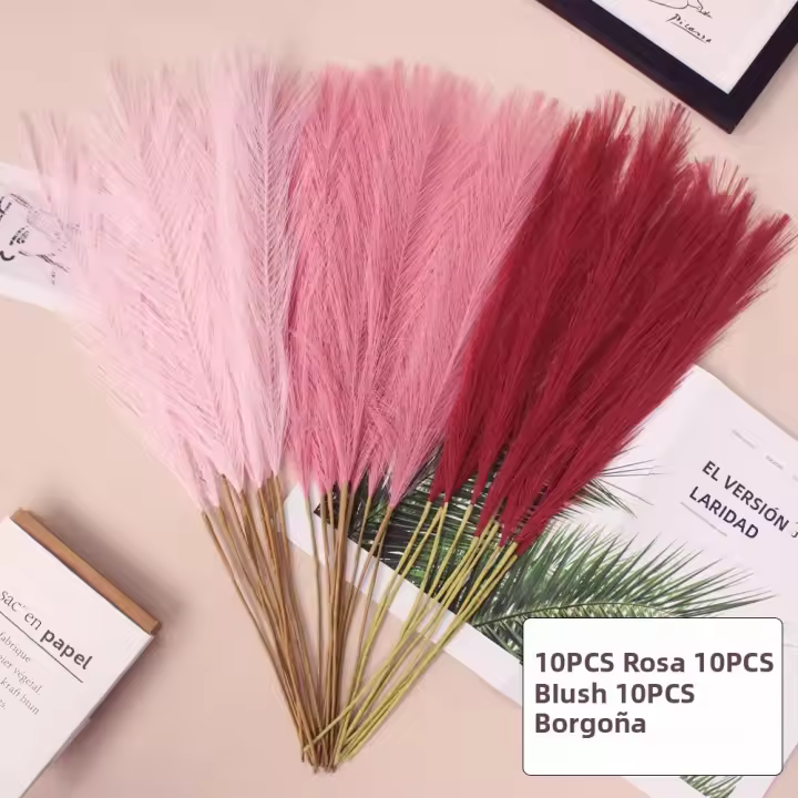 30PC Falsas Pampas Artificiales De 55CM Para Decoración De Bodas Y Fiestas DIY Flores Silken Ramo Para Decoración Del Hogar Y Eventos - 1