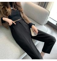Pantalones De Trabajo Mujer Estilo Casual Cintura Alta Botones Talla Grande Color Caqui Largo Hasta El Tobillo Trasero Ancho - details 35