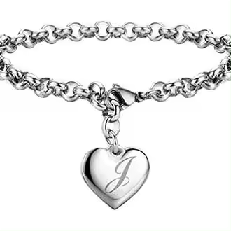 Pulsera de plata 925 para mujer, brazalete con dije de amor con letras del alfabeto J, accesorios de joyería de compromiso para bodas con temperamento - 1