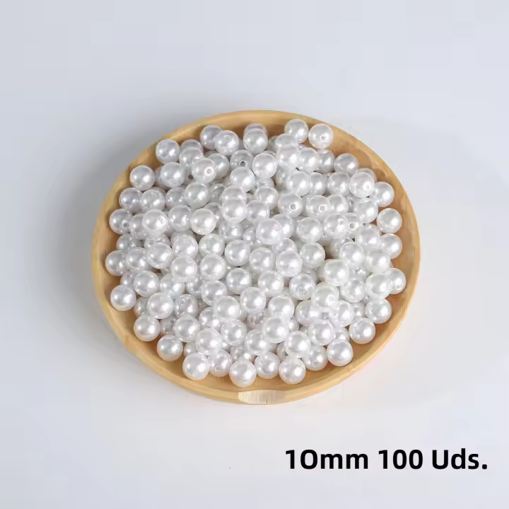 10-1000pcs Perlas De Imitación De ABST Para Pulseras Con Agujeros Rectos 3-20mm Beige Blanco Hechas De Cuentas Redondas Para Creación De Joyería DIY - 1