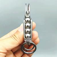 Llavero De Acero Inoxidable Con Hebilla Y Engranajes Estilo Mécanico Para Hombres Adorno De Bola Mate Pequeño Regalo Para Festival - details 3