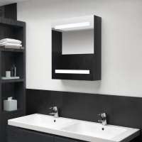 vidaXL Armario de baño con espejo LED blanco brillante 50x14x60 cm en color Blanco brillo/Negro brillo/Gris brillo y más | almacenamiento funcional diseño moderno para baño dormitorio sala - details 1