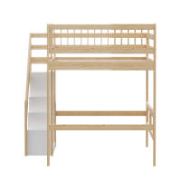 140*200, Escalera with mantimiento, Barandillas Altas, Cuna, Cama Juvenil, Somier de Madera Maciza, Colour Madera - details 7