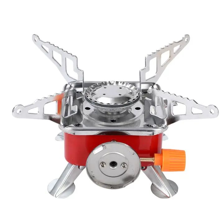 Mini estufa de barbacoa portátil para exteriores, estufa cuadrada pequeña plegable, estufa de tanque de gas para picnic, estufa de cassette para acampar - 1