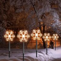 Luces Solares Para Jardín De Navidad Con Diseño De Copo De Nieve Instalación Por Montaje Luz De Palillo Exterior Lámpara De Vivero Decorativa Para Árbol De Navidad - details 1