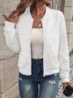 Chaqueta De Cierre De Cremallera De Color Sólido Para Mujer Estilo Casual Y Moda Durable Y Lujosa Para Otoño E Invierno - details 7