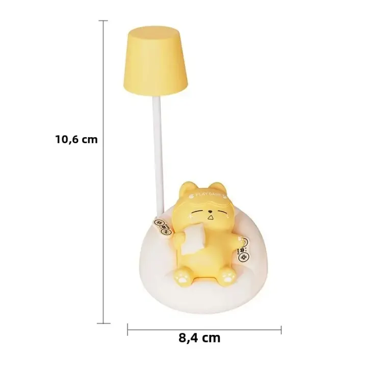Lámpara De Noche De Gato Lindo Recargable En Silicona Cartoon Decoración De Habitación Para Niños Regalo De Cumpleaños Iluminación Suave Forma Animal LED - 1