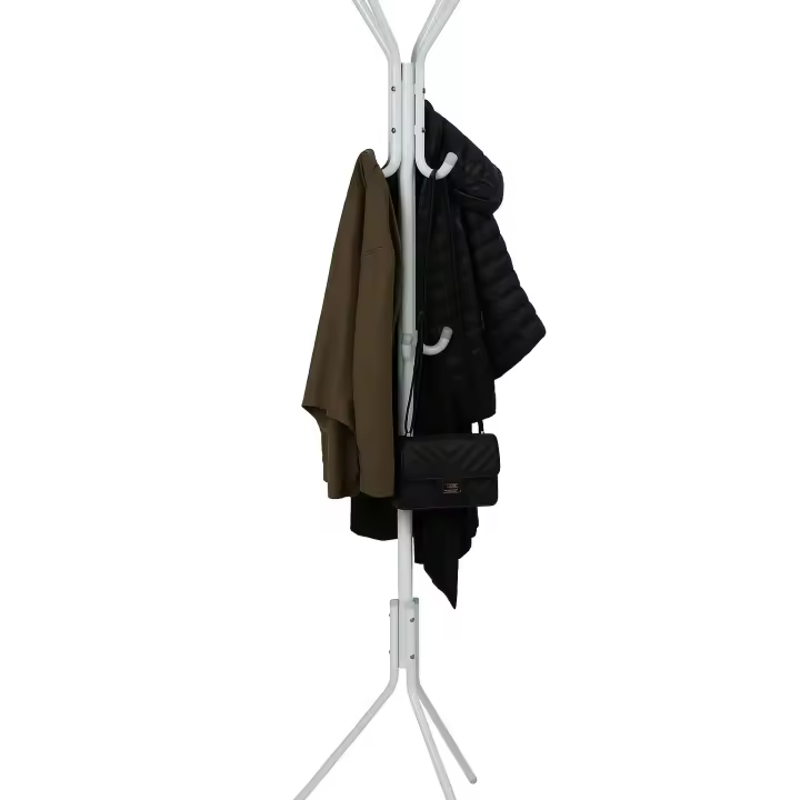 Ruhhy, Perchero Metálico de Pie Color Negro, blanco con 12 Ganchos, Diseño Moderno, Estable y Resistente para Entrada, Dormitorio, Oficina o Recibidor – Fácil Montaje sin Herramientas – Estructura de Alta Calidad – 175 cm de Altura - 1