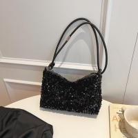 Bolso De Hombro Negro Con Brillo De Pimienta Estilo Casual Chic Diseño Unisex Bolso Cruzado Para Mujer Con Cierre De Cremallera - details 6