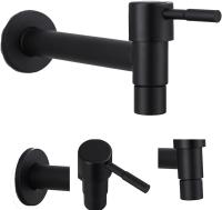 Grifo para piscina, grifo negro montado en la pared, grifo frío montado en la pared, grifo de ahorro de agua de acero inoxidable para baño, fregadero, balcón, cocina (negro) - details 3