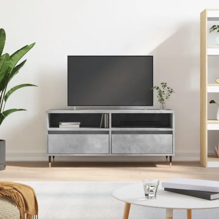 vidaXL Mueble de TV madera contrachapada gris hormigón 100x34,5x44,5cm - 1