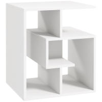 HOMCOM Mesita Auxiliar Mesa Auxiliar Blanca Mesa de Centro con Estantes de Almacenamiento para Salón Dormitorio 45x40x55 cm - details 0