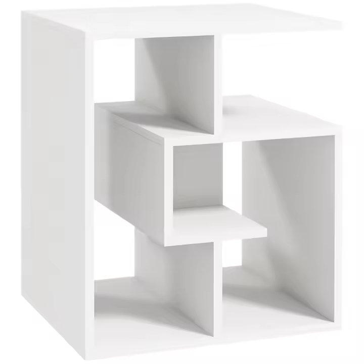 HOMCOM Mesita Auxiliar Mesa Auxiliar Blanca Mesa de Centro con Estantes de Almacenamiento para Salón Dormitorio 45x40x55 cm - 1