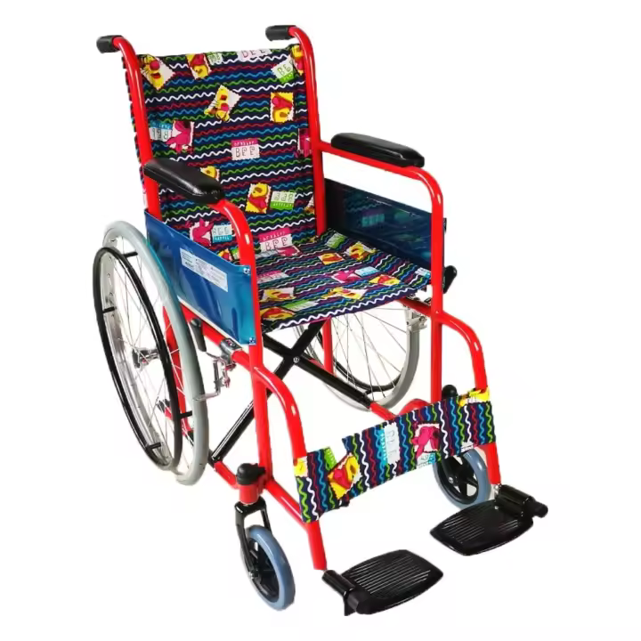 Mobiclinic modelo Teatro Silla de ruedas ortopédica plegable para minusválidos freno en manetas reposapiés y reposabrazos fijos Rojo tapicería estampada asiento ultraligera - 1