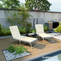 Outsunny Pack 2 Cojines para Tumbonas Plegables Colchonetas para Tumbonas de Jardín Exterior 203x66x3 cm con Reposacabezas y Correas de Sujeción - details 1