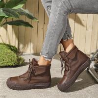 SP Nuevas Botas individuales de otoño Y invierno para Mujer, hecho a mano, estilo retro, casual, de Suela Gruesa, comodas, Con Cordones y Suela suave. - details 1