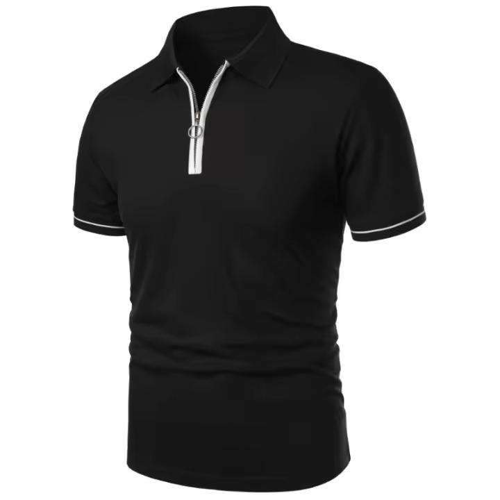 Camisa Polo Hombre Verano Manga Corta Cierre De Cremallera Ligera Color Sólido Fitness Hawaii Transpirable Cuello Tops - 1