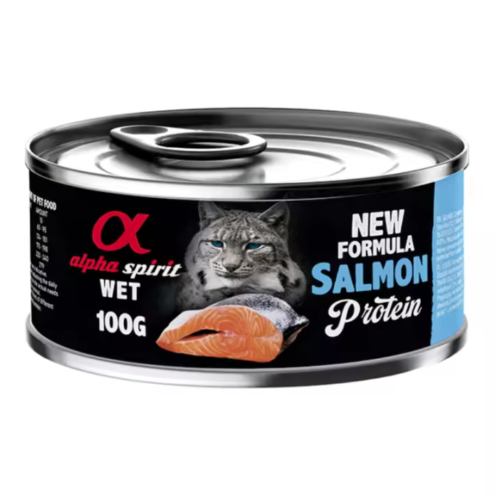 Alpha Spirit Comida Húmeda para Gato en Lata Sabor Salmón – Alimento Completo Grain Free Rico en Omega 3 - 1
