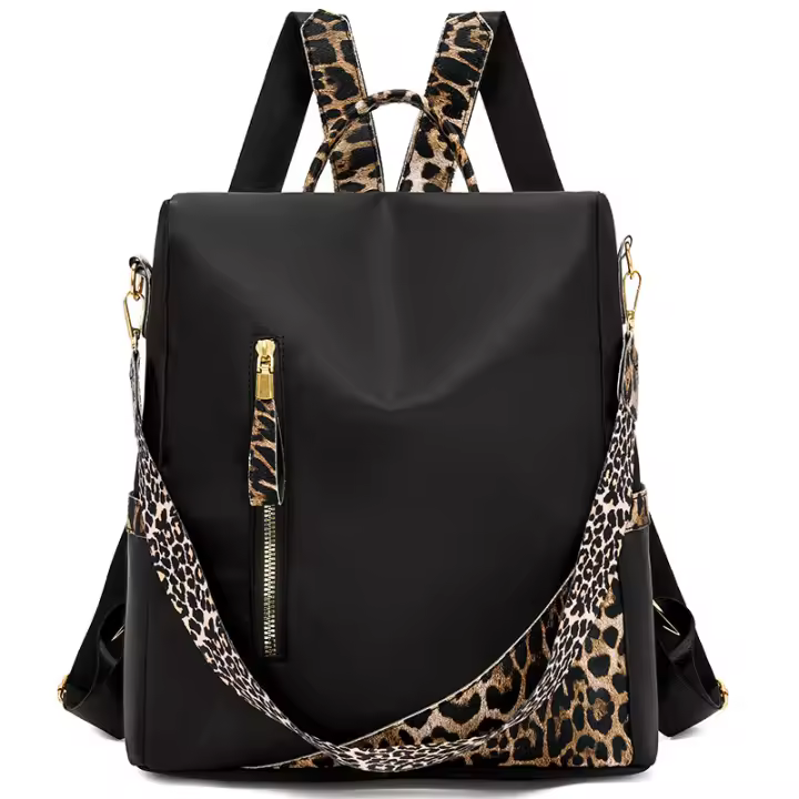 Oxford lienzo estampado de Leopardo Bolsa de hombro Femenino casual versátil Viaje mochila Bolso ligero Bolso de moda - 1