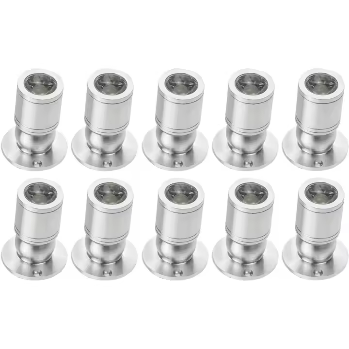 Mini Spot à LED Mini Spot Encastré Encastrable au Plafond 1W avec Pilote 100-265V AC pour Maison/Armoire à Vin/Armoire à Bijoux/Salon/Placard, 10pcs [Classe énergétique A+] (Silver, Lumière fraîche) - 1