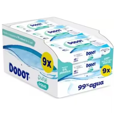 Toallitas Dodot Aqua Pure Pack 432 Uds (9x48) – Máxima Pureza y Suavidad para la Piel del Bebé - 1