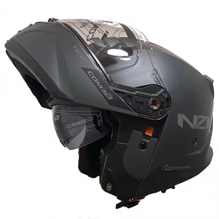 Casco de Moto Modular NZI Combi 3 Solid Titanio Mate - 1