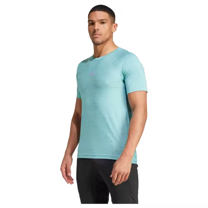 Camiseta de Manga Corta Adidas Gym+ 3 Stripes para hombre en color azul - 1