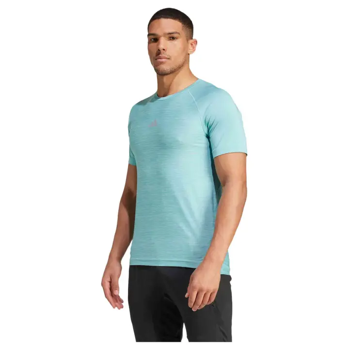 Camiseta de Manga Corta Adidas Gym+ 3 Stripes para hombre en color azul - 1