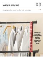 Rack De Ropa Doble Con Gancho Organizador De Ropa Para Dormitorio Móvil Con Ruedas Estante De Ropa Metálico Moderno Para El Hogar - details 6