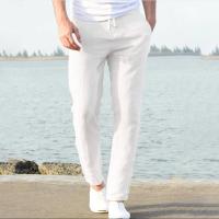 Pantalones De Lino Y Algodón Para Hombre Joggers Camisetas De Calle Transpirables De Color Sólido Verano Suéteres Suelto 5XL - details 1