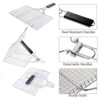 Cesta De Asado En Acero Inoxidable Con Red No Adherente Para Barbacoa Herramienta De Picnic Para Carne Vegetales Y Pescado - details 4